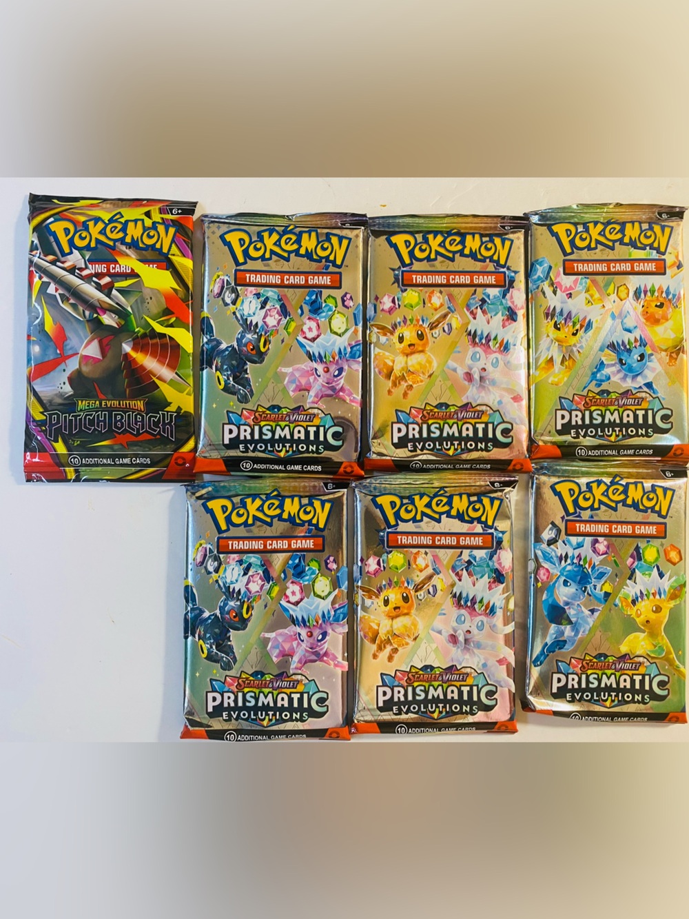 Pokémon TGC Prismatic Evolutions & Mega Evolution Packs Lot of 7 sealed